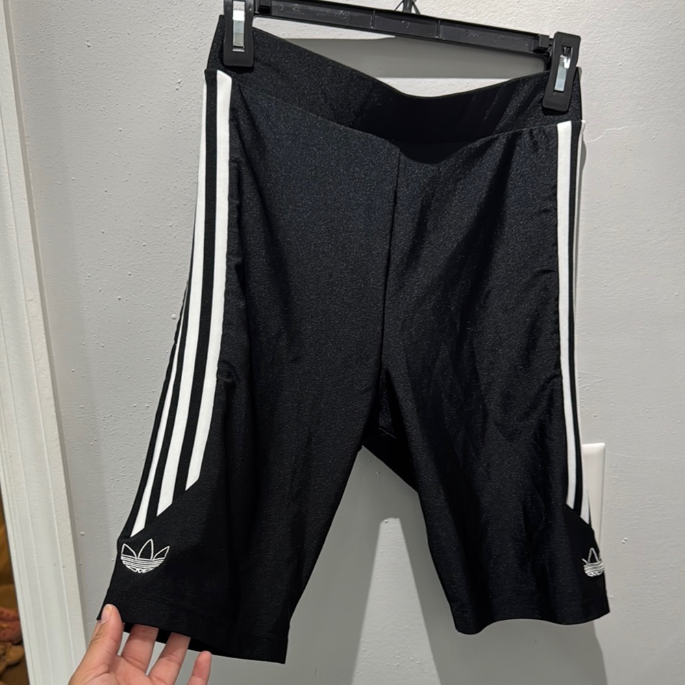 Adidas Black Shorts with White Stripes
